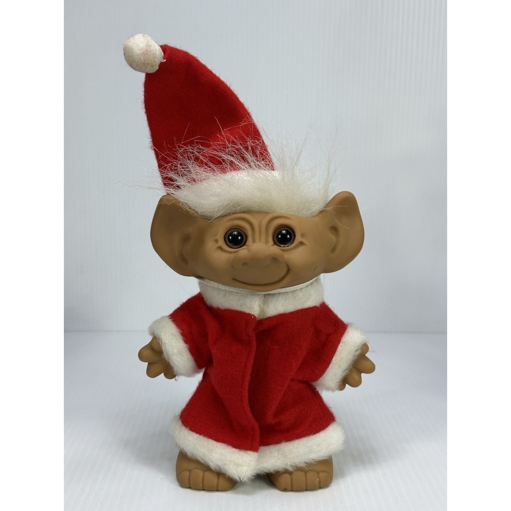 Vtg 1963 Uneeda Doll Co. Holiday Santa Troll Doll 8" Double Horseshoe Logo